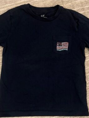 Boys Vineyard Vines Navy Short-Sleeve Pocket Tee with Flag Logo (Size 6
